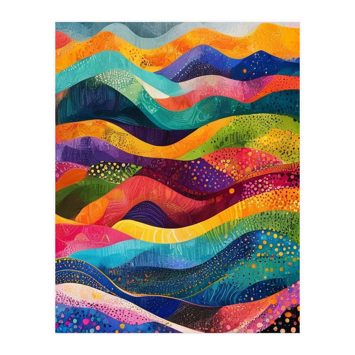 Abstract Rainbow Rolling Hills Landscape (Print Only)