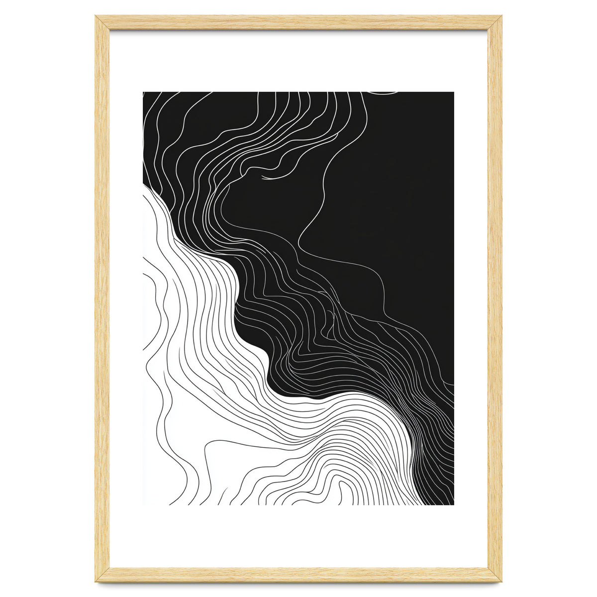Abstract Black And White Wavy Lines Flowing