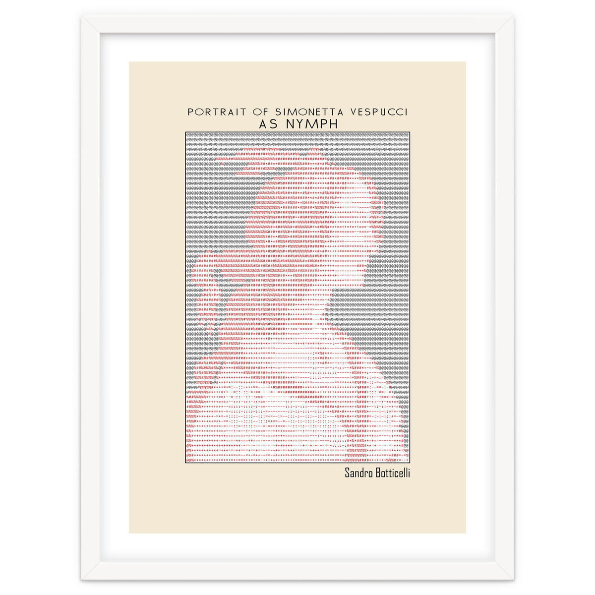 Portrait of Simonetta Vespucci as Nymph – Sandro Botticelli (ascii art)