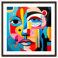 CUBIST HARMONY,  face, the essence of Cubist inspiration in a fragmented vibrant spectrum.