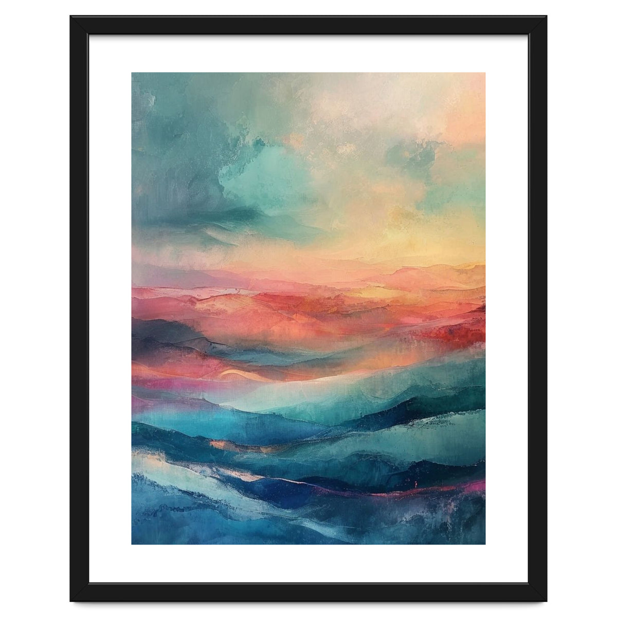 Ethereal Abstract Mountain Mist Painting
