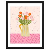 Tulips in a vase - pink and orange