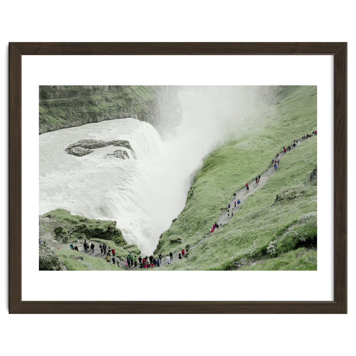 Tourists walking around the waterfall - Iceland