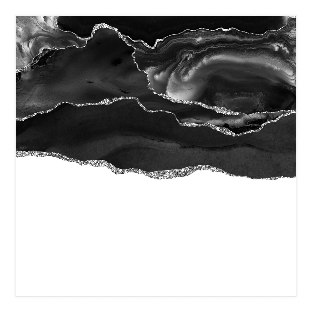 Black & Silver Agate Texture 05 (Print Only)