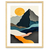 Minimalist Layered Mountain Landscape with Golden Sun thumbnail