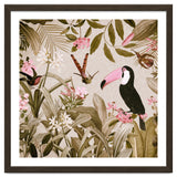 Vintage Exotic Birds Sepia Rainforest Flower Jungle thumbnail