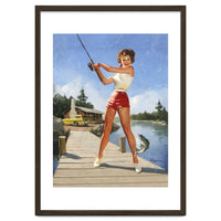 Pinup Fishing Girl With Her Catch