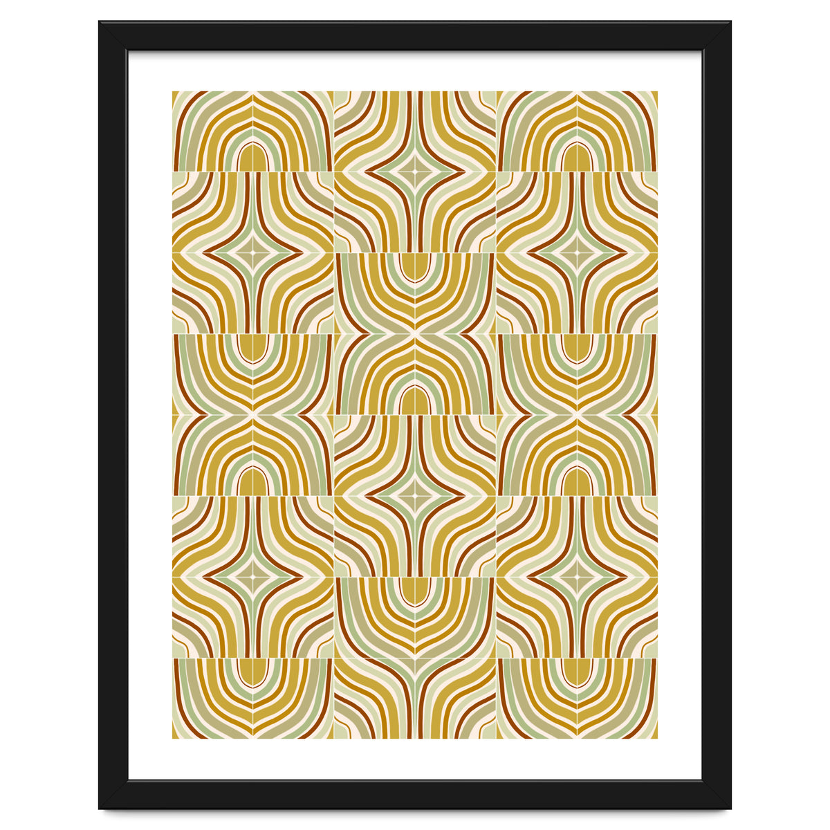 Ochre Retro Marbled Tiles