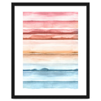 Watercolour Abstract Stripes Red Blue