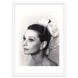 Audrey Hepburn with Veil, Classic Hollywood Glamour Photography, Black and White Icon Portrait thumbnail