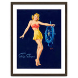 Pinup Girl Is Posing With A Steering Wheel thumbnail