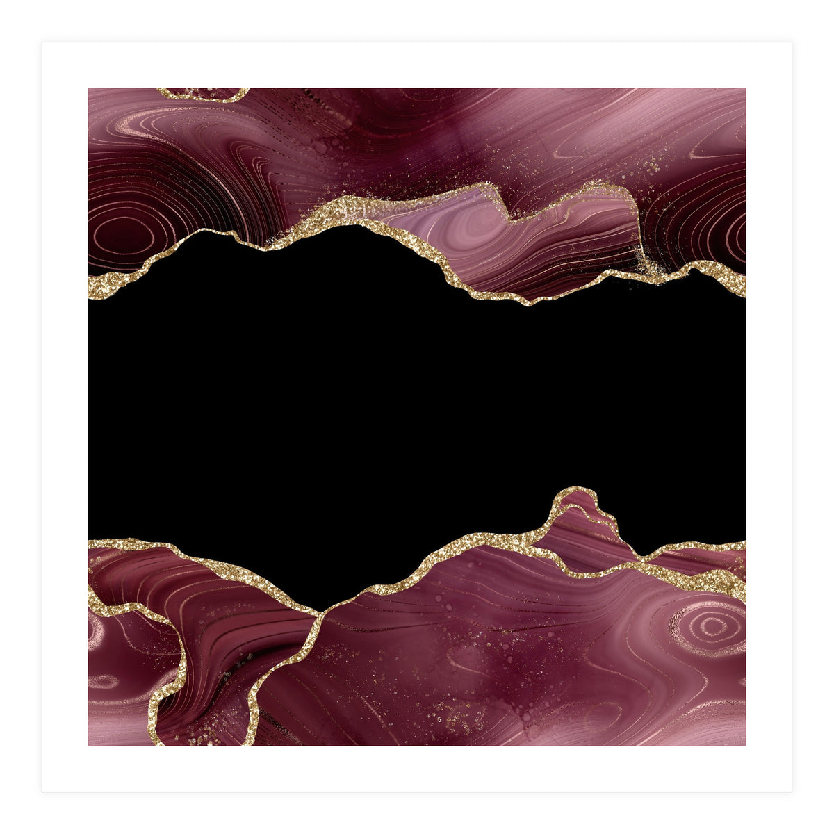 Burgundy & Gold Glitter Agate Texture 04 (Print Only)
