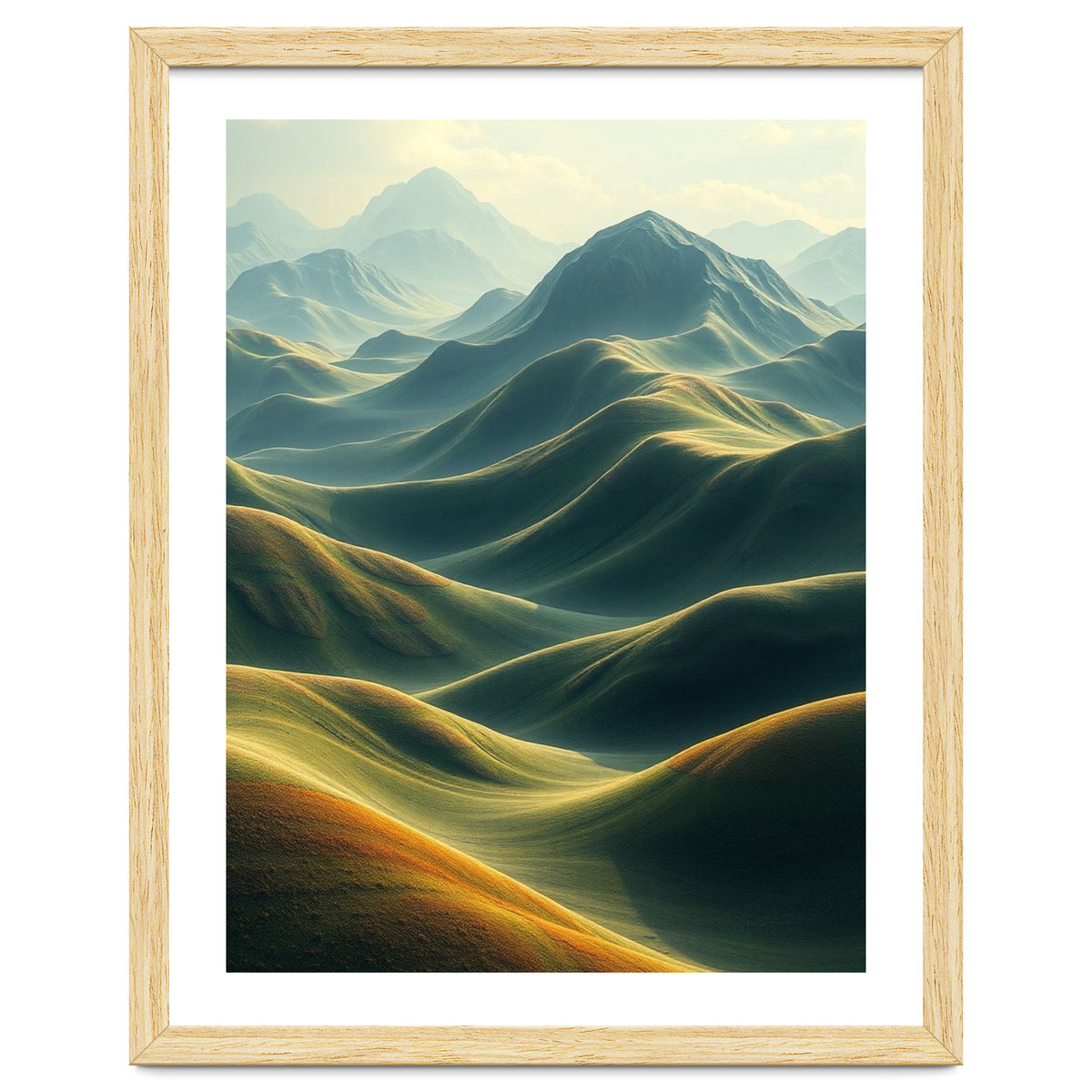 Ethereal Green Mountain Ridges Art
