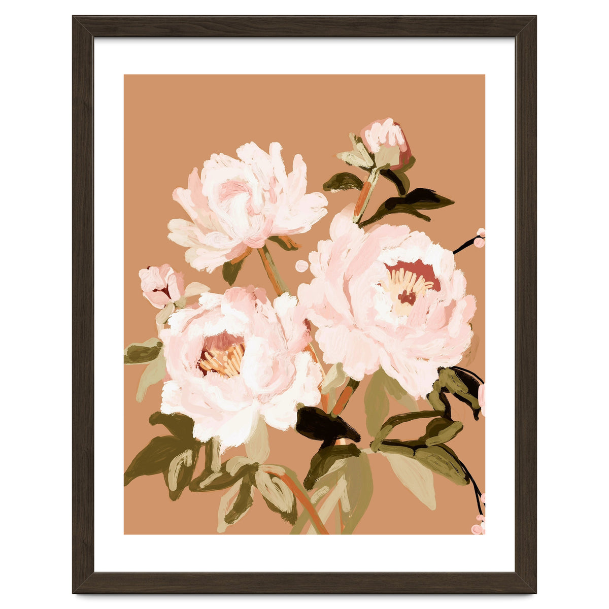 Blush Peony Painting, Floral Wall Art, Neutral Flower Print, Peony Art