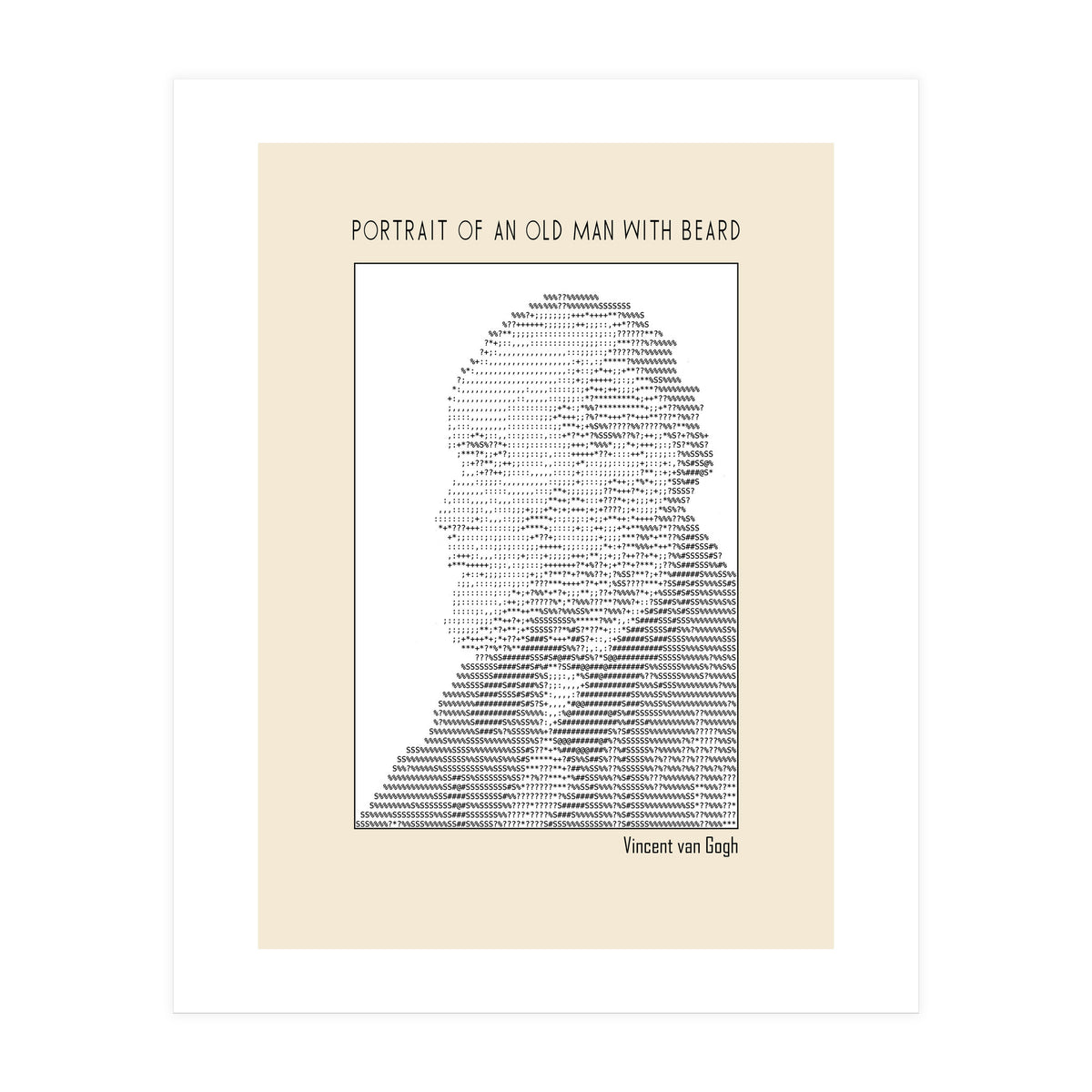 Portrait Of An Old Man With Beard – Ascii Art (vincent Van Gogh) (Print Only)