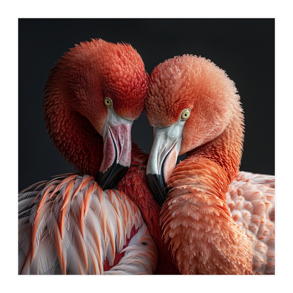 Close Up Of Two Flamingos Nuzzling Together (Print Only)