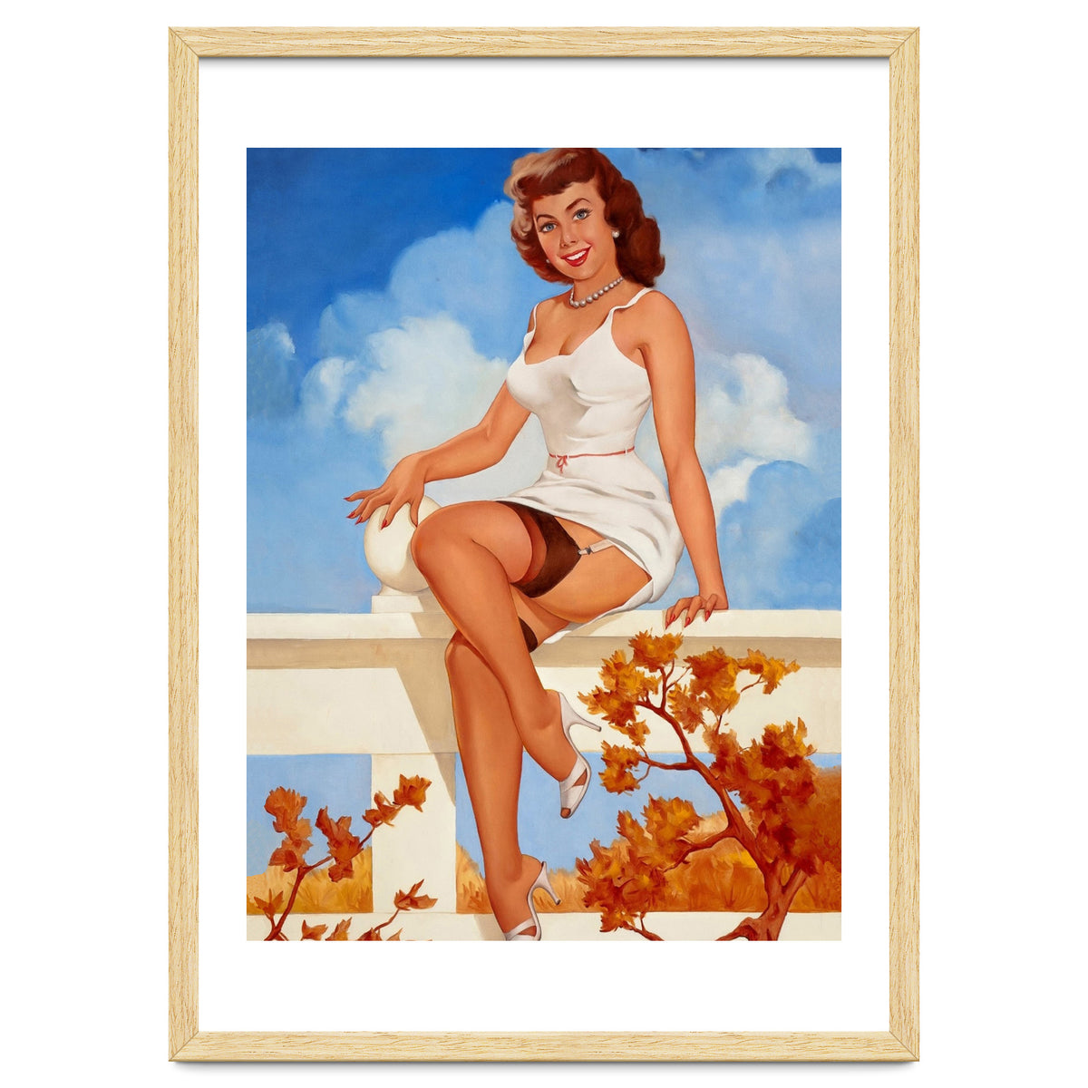 Beautiful Pinup Girl Posing On A Fence