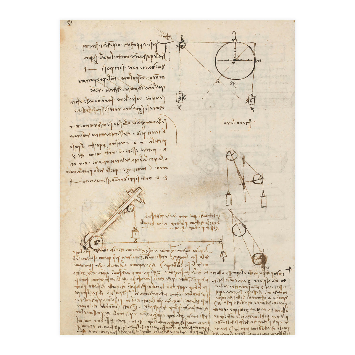 Folio f 172v. Codex Madrid I (Ms. 8937) "Treaty of statics and mechanics", 192 folios with 384 pa... (Print Only)
