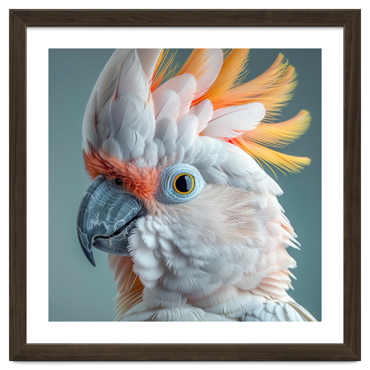 Salmon Crested Cockatoo Close Up Portrait