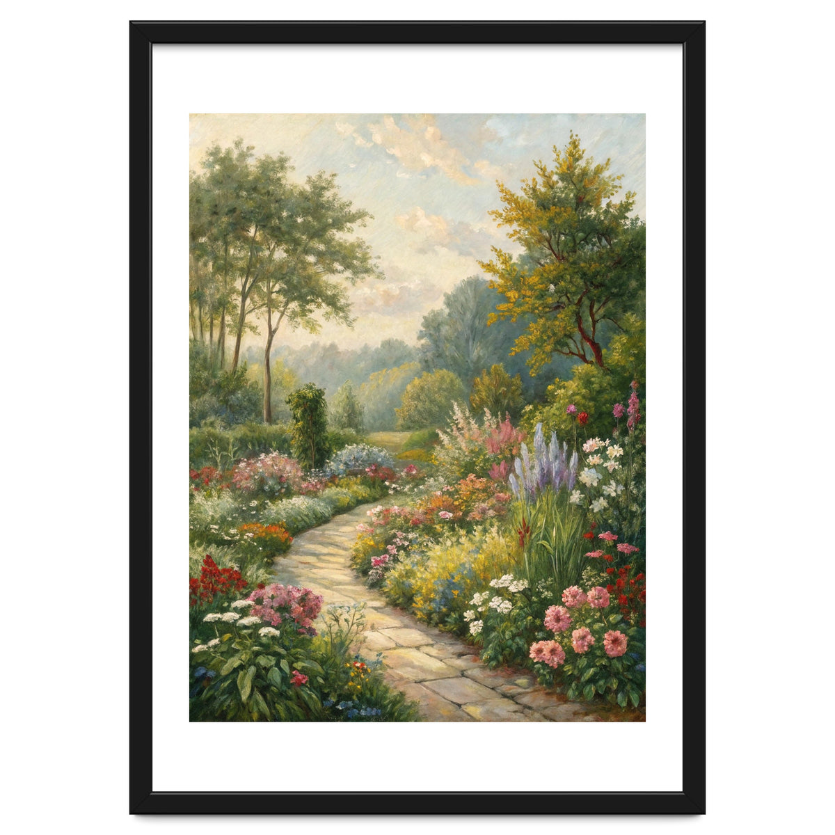 Enchanted English Cottage Garden Oil Painting
