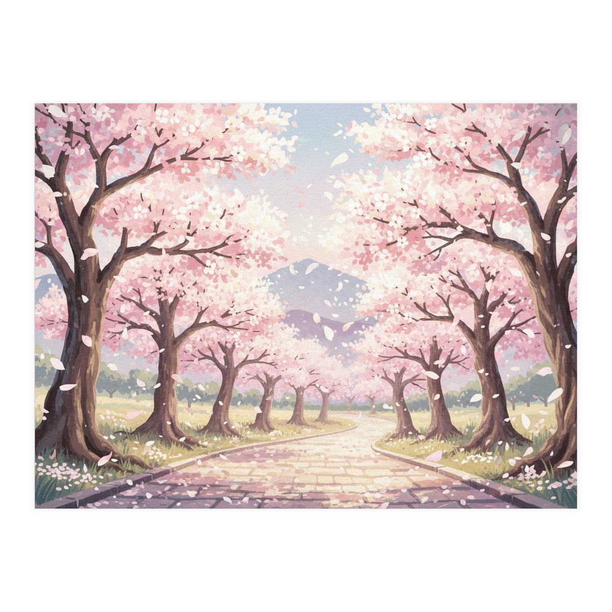 Sakura Path: Serene Cherry Blossom Avenue (Print Only)