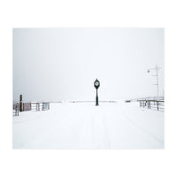 A clock tower in the snow beach (Print Only)