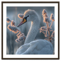 Swan Portrait Dew Drops Morning Light
