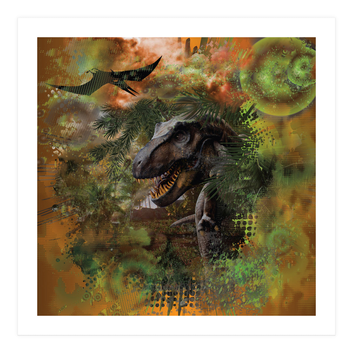 Dinosaur Jurassic T-Rex Collage (Print Only)