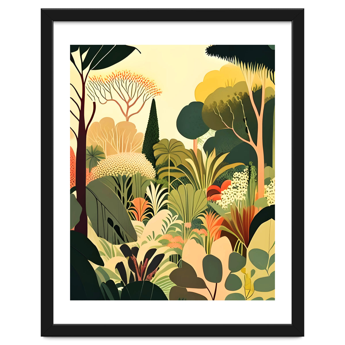 Pastel Garden, Botanical Nature Plants Jungle, Bohemian Eclectic Forest Illustration