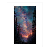 Magical Milky Way Night Sky over Pine Forest Silhouette Art (Print Only) thumbnail