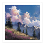 Alpine Summer Meadow with Vibrant Wildflowers and Snow (Print Only) thumbnail