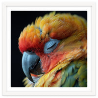 Close Up Of A Sleeping Sun Conure Parrot