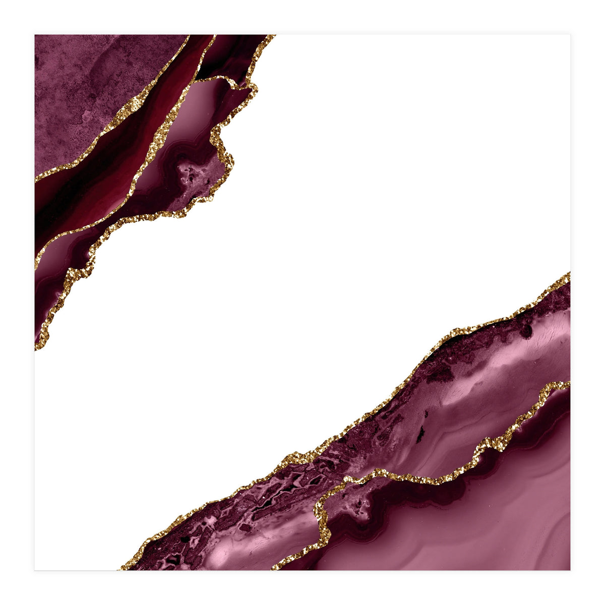 Burgundy & Gold Agate Texture 19  (Print Only)