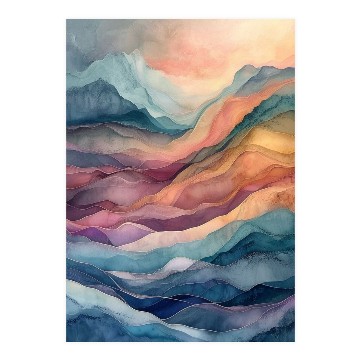 Abstract Fluid Mountain Landscape Art (Print Only)