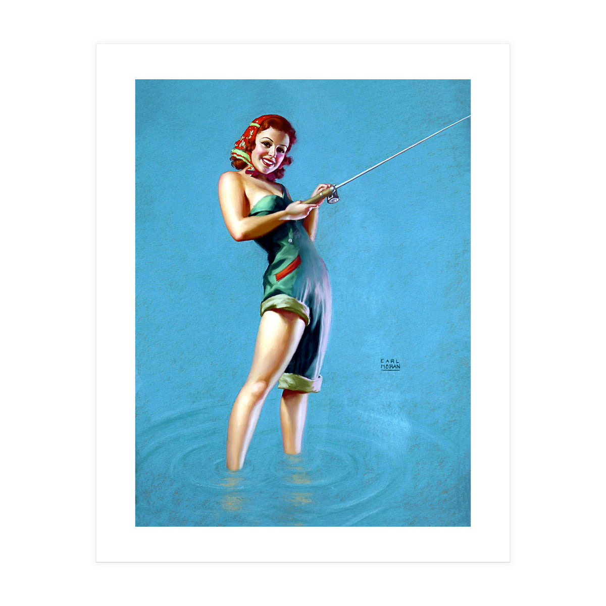 Pinup Fishing Girl (Print Only)