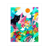 The Black Panther, Tropical Jungle Watercolor Painting, Botanical Forest Colorful Bohemian Illustration, Tiger Leopard Cheetah Animals (Print Only) thumbnail