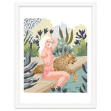 How to Train Your Leopard, Wild Cat Bohemian Woman Painting, Swimming Pool Bikini Summer Swim Animal thumbnail