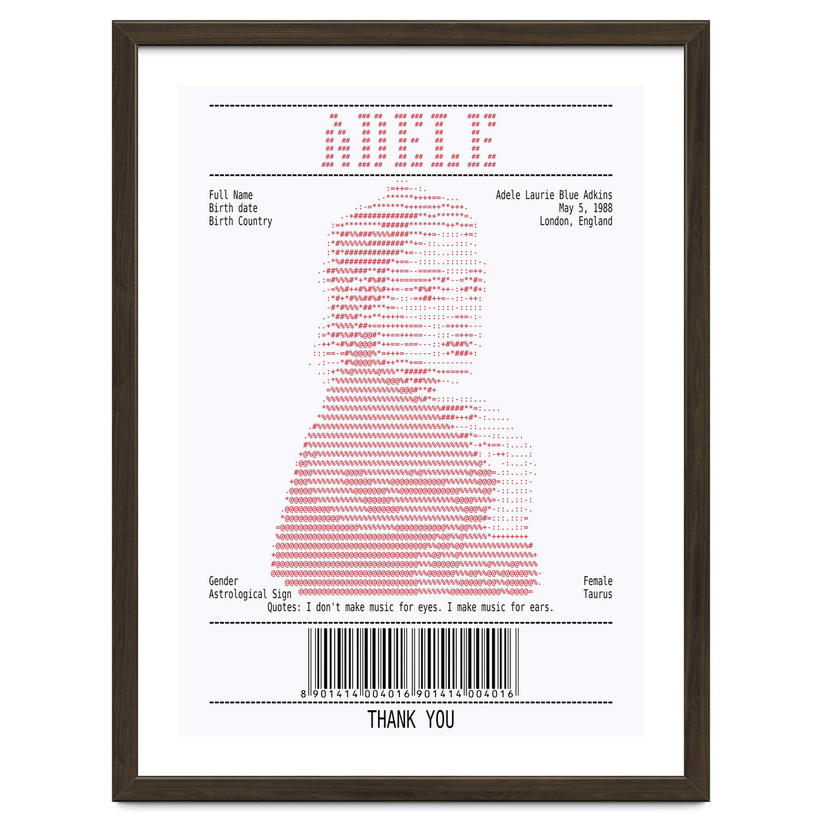 Receipt Art Adele Red