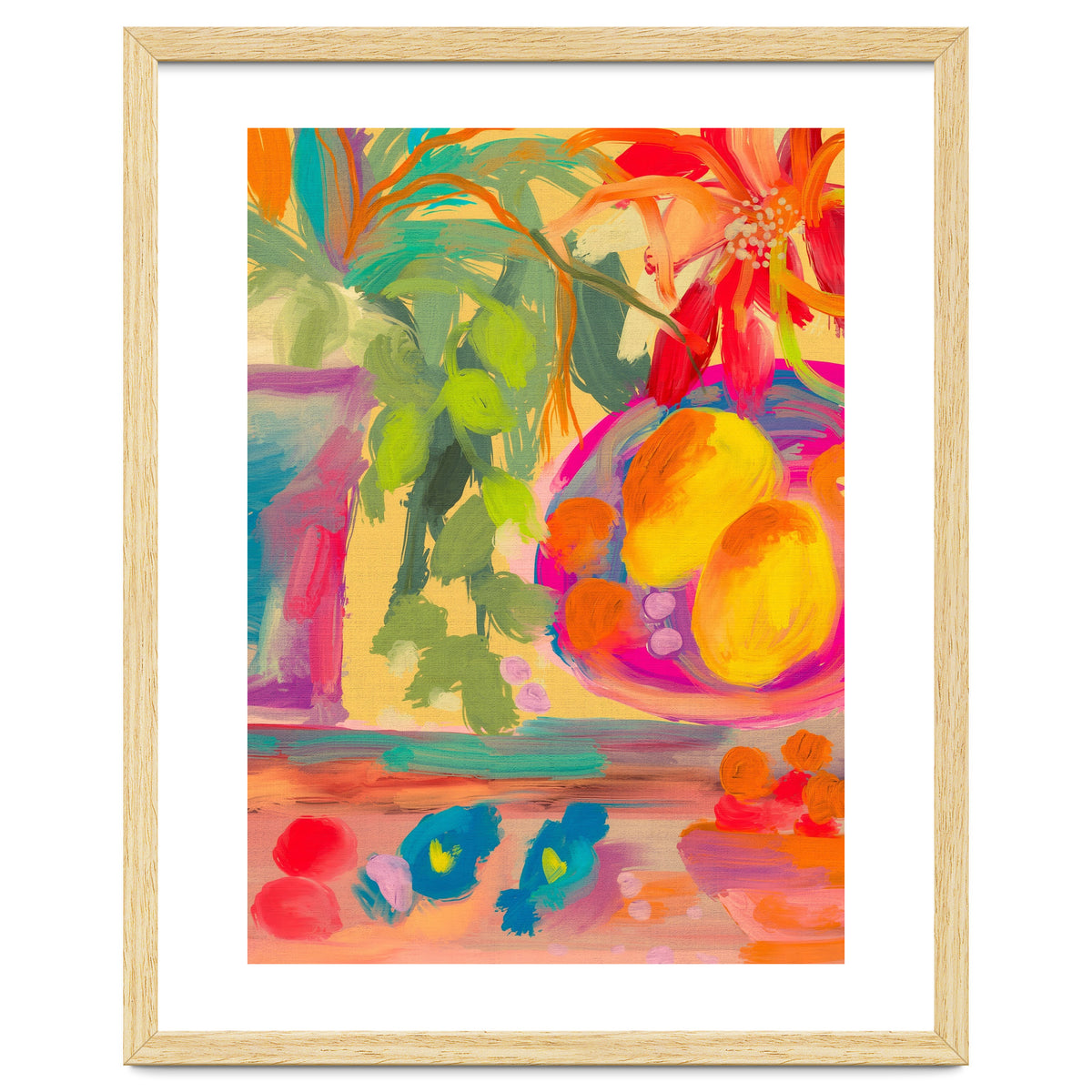 Colorful abstract summer lemons floral still life