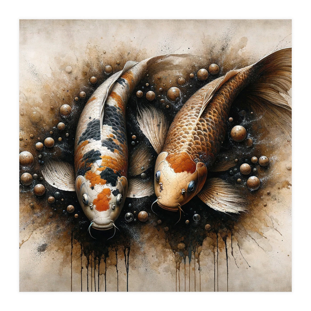 Powerful Koi Fish Pair (Print Only)