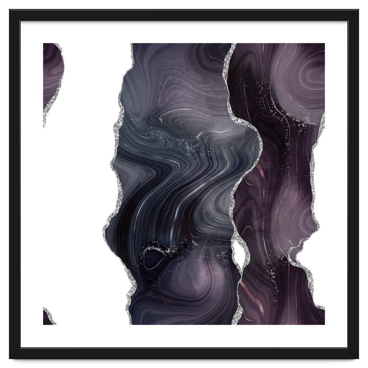 Black & Silver Glitter Agate Texture 06