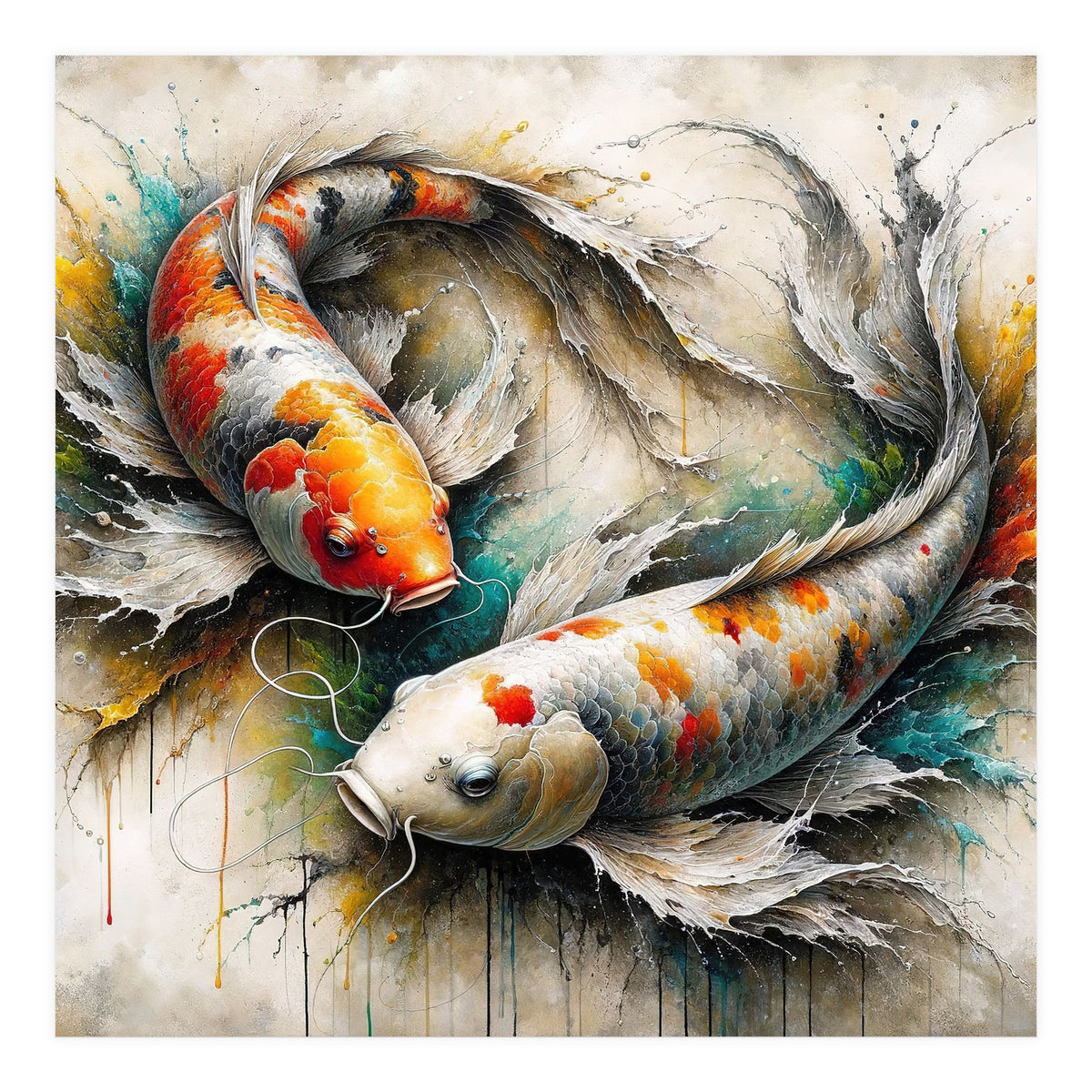 Watercolor Koi Fish Pair (Print Only)