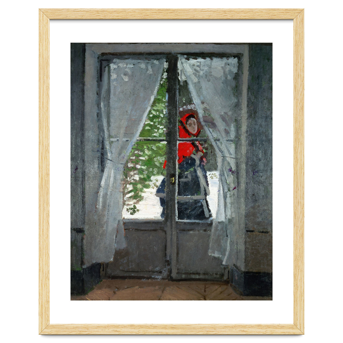 Mme. Monet with a red hat called &quot; The Red Kerchief&quot, ca. 1870.