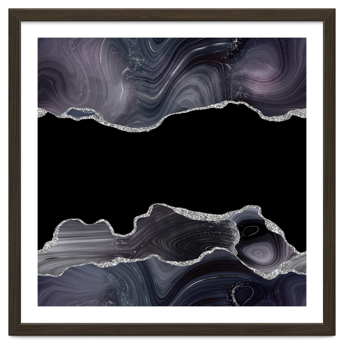 Black & Silver Glitter Agate Texture 03