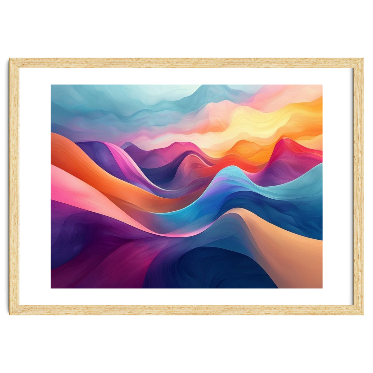 Vibrant Abstract Flowing Peaks Art