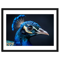 Close Up Of A Peacock Head Blue Feather