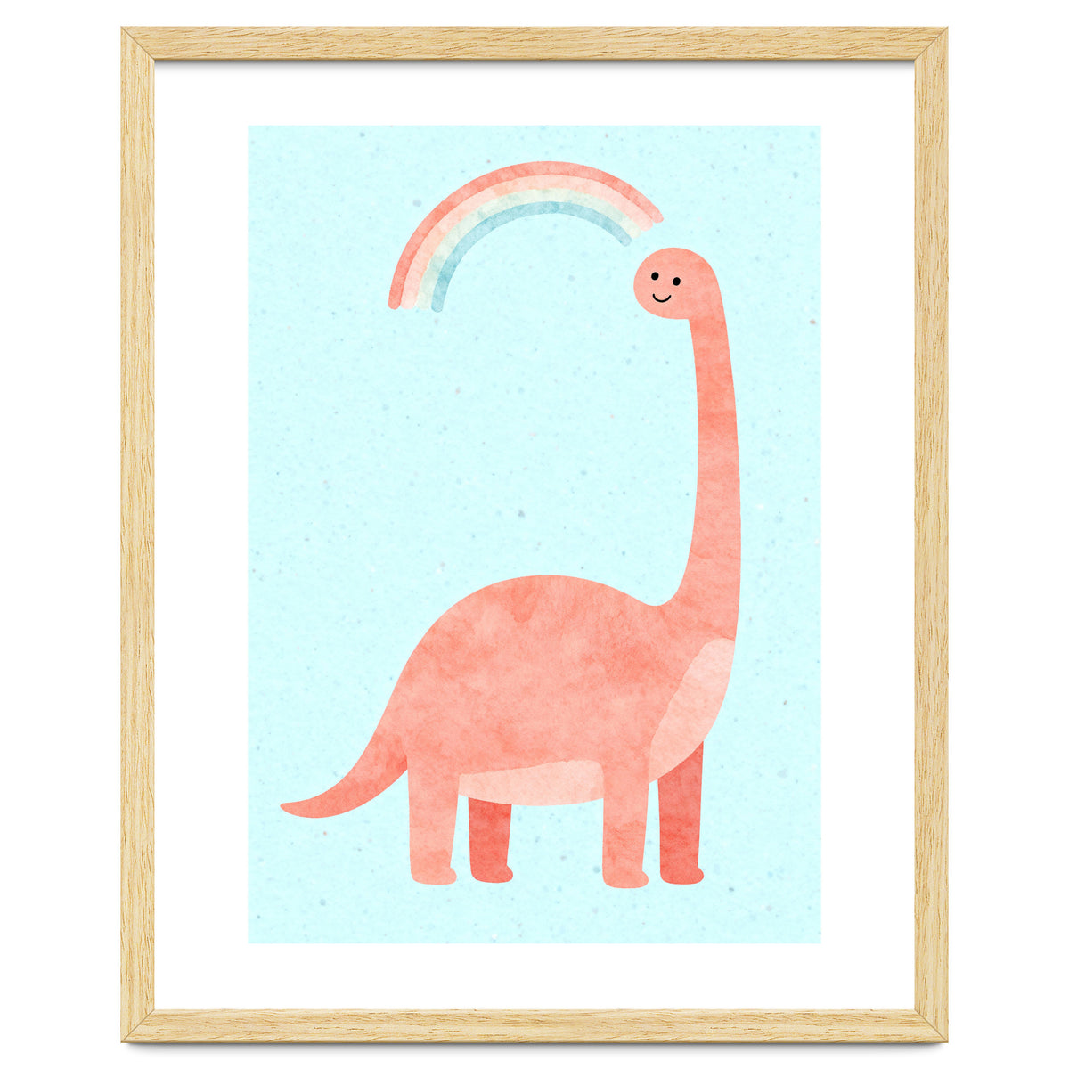 Rainbow Dinosaur Nursery Art, Cute diplodocus Watercolor, Pink Dino Illustration