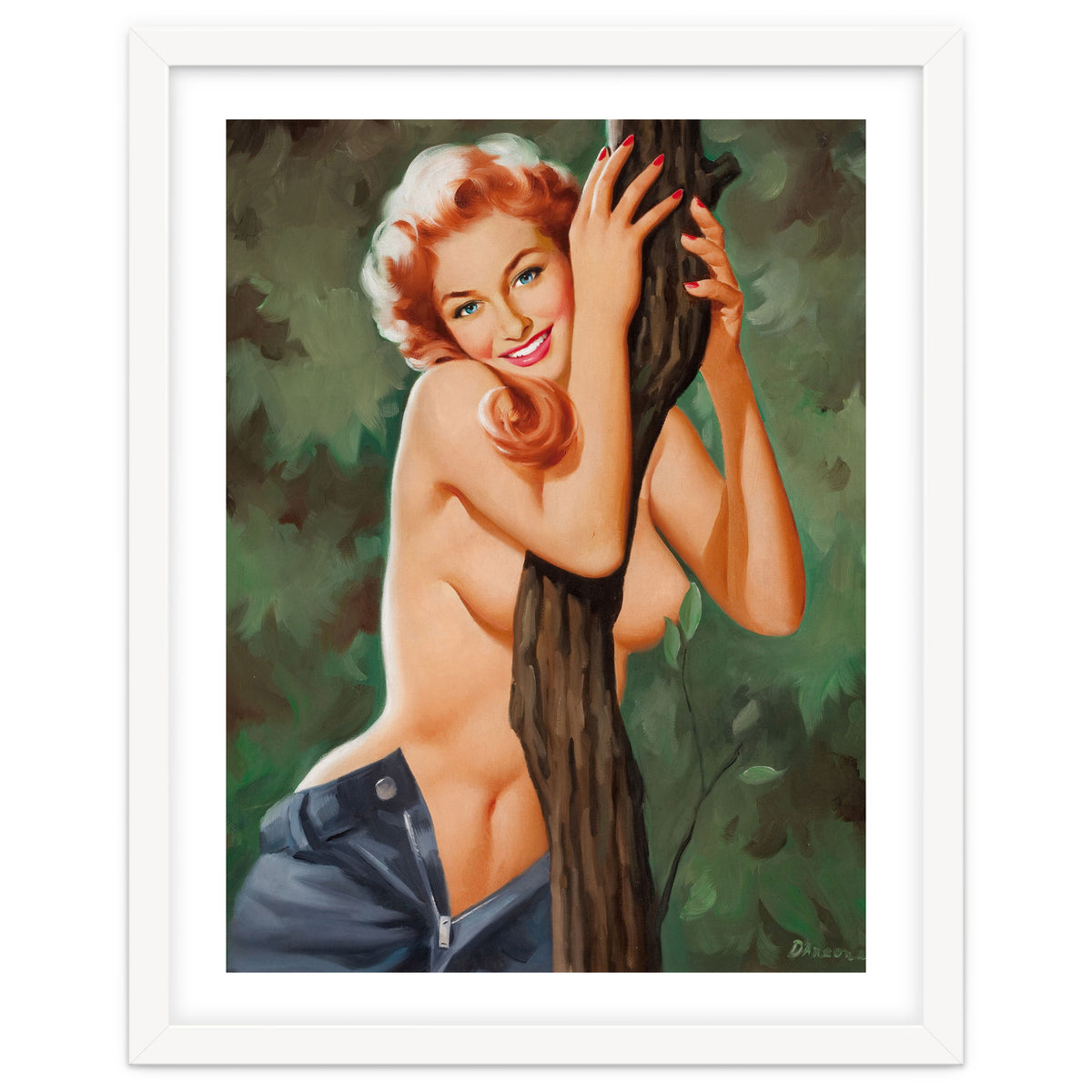 Topless Pinup Behind The Tree