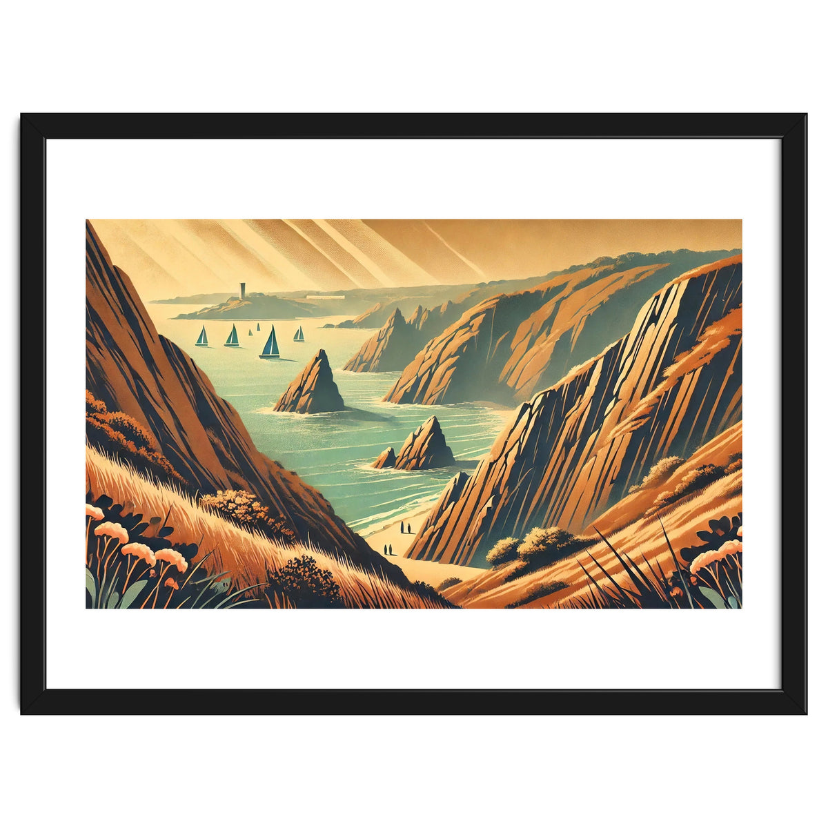 Vintage Cliffside Serenity Poster