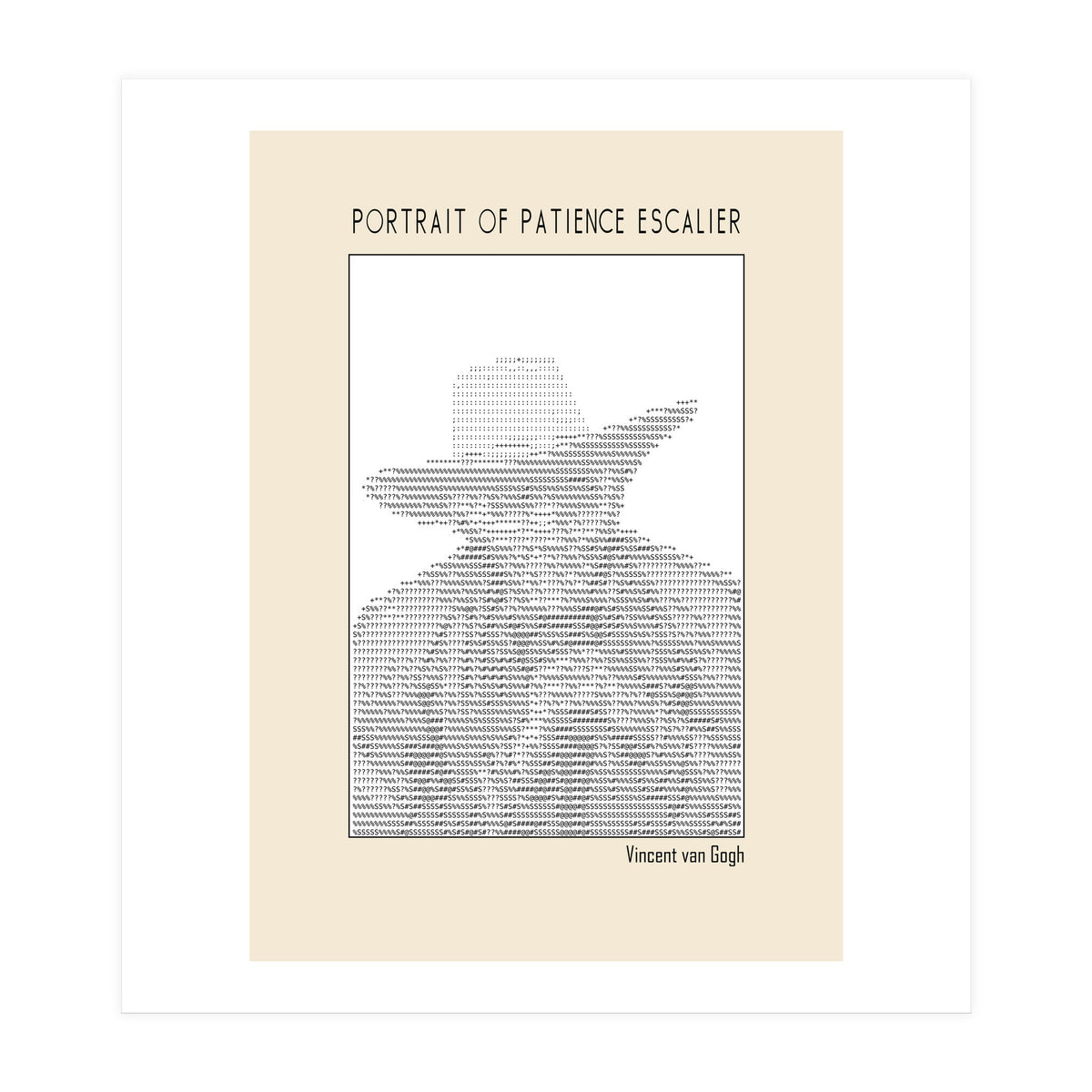 Portrait Of Patience Escalier Vincent Van Gogh Ascii Art (Print Only)